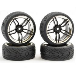 Fastrax 1/10 Tyre  Black/Chrome Wheel