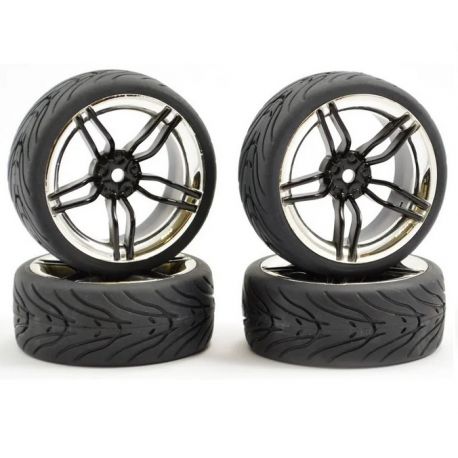 Fastrax 1/10 Tyre  Black/Chrome Wheel