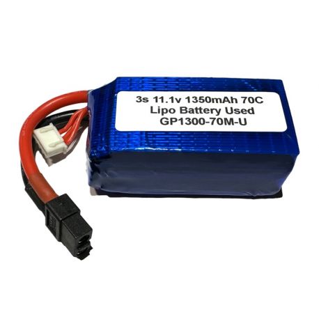 3s 11.1v 1350mAh 70C Lipo Battery Used