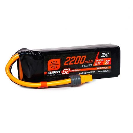 Spektrum 3S 11.1V 2200mAh G2 30C Smart LiPo Battery